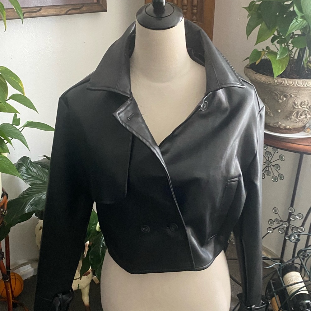 Madden Girl Black Leather Cropped Jacket
